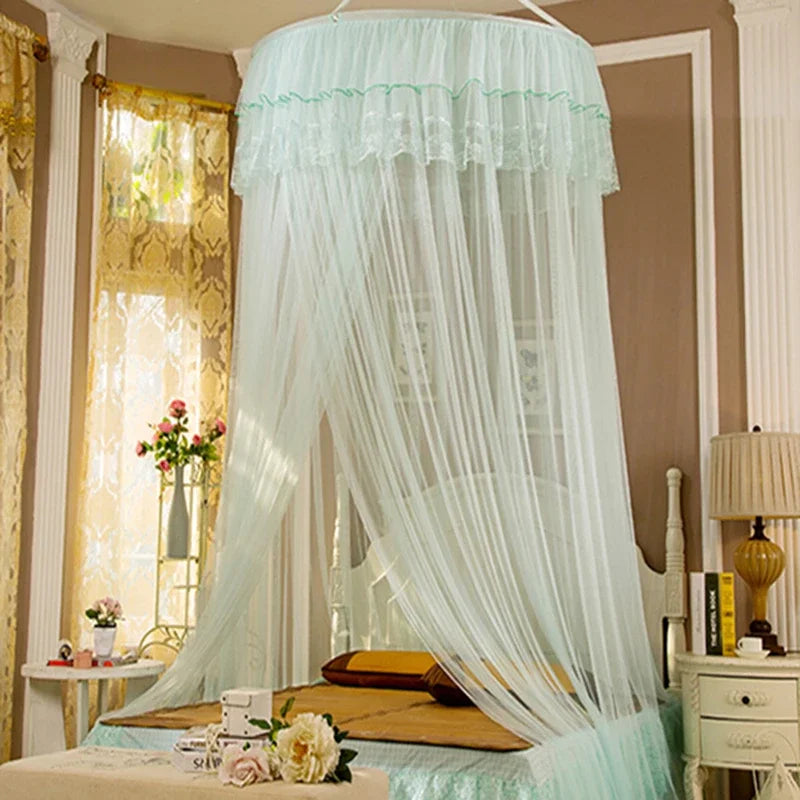 Breathable Hanging Mosquito Net Top Hook Lace Bed Canopy Encrypted Mesh Round Dome Court Style Crib Canopy Bedroom Decoration
