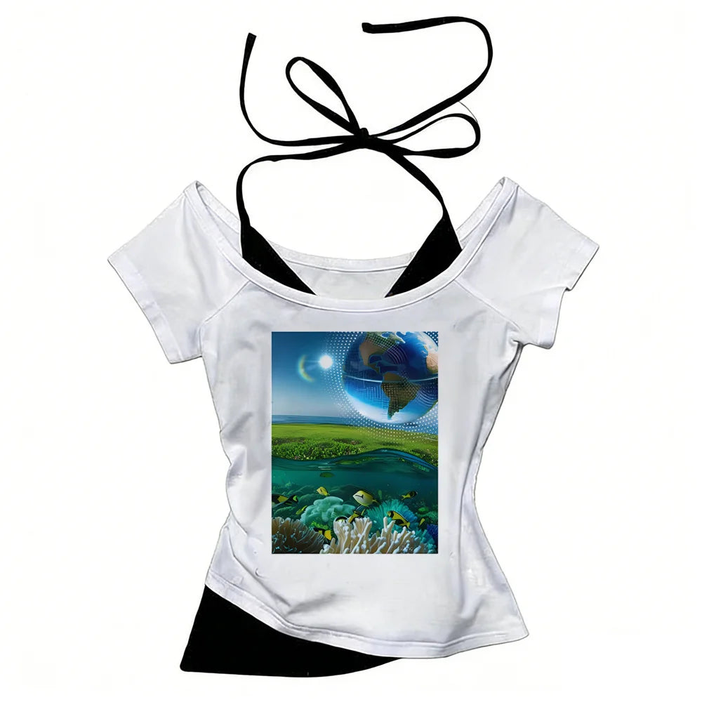 Coastal cyber -Camiseta Frutiger Aero Y2K – " Hi'ilawe cyber" 🎧📀📟🏞️