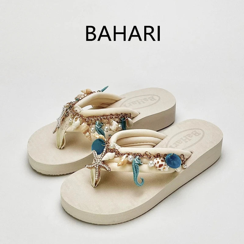 Women's Chanclas Playeras Joya – "Tesoros del Mar de Hi'ilawe" 🩴🦪🐚