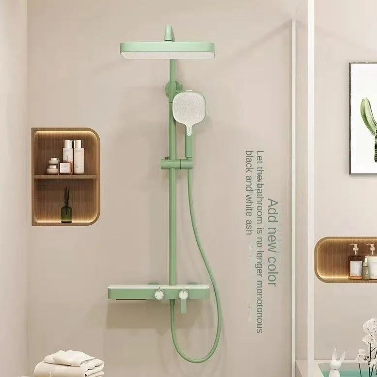 Set de Ducha Termostático Chic – "Lluvia Tropical de Hi'ilawe" 🚿🌸🩵 High-Quality Copper Material