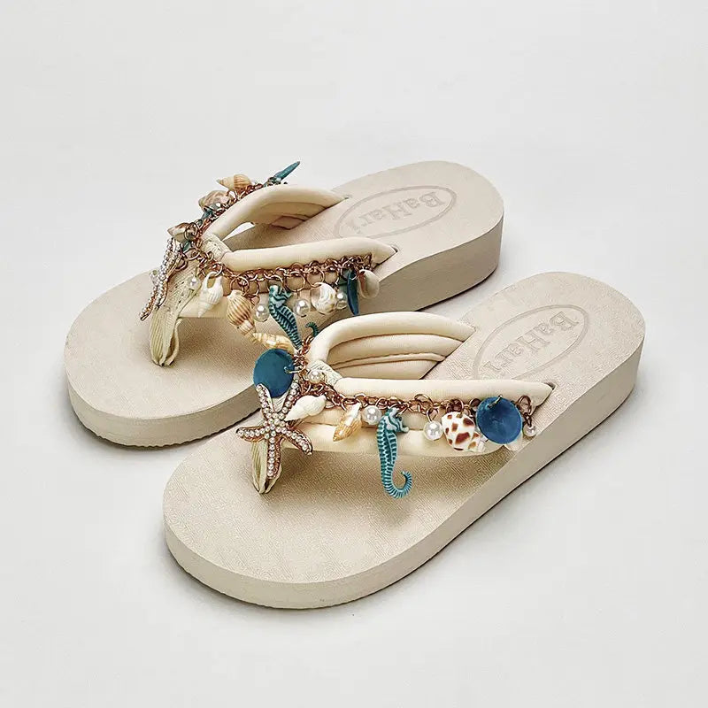 Women's Chanclas Playeras Joya – "Tesoros del Mar de Hi'ilawe" 🩴🦪🐚