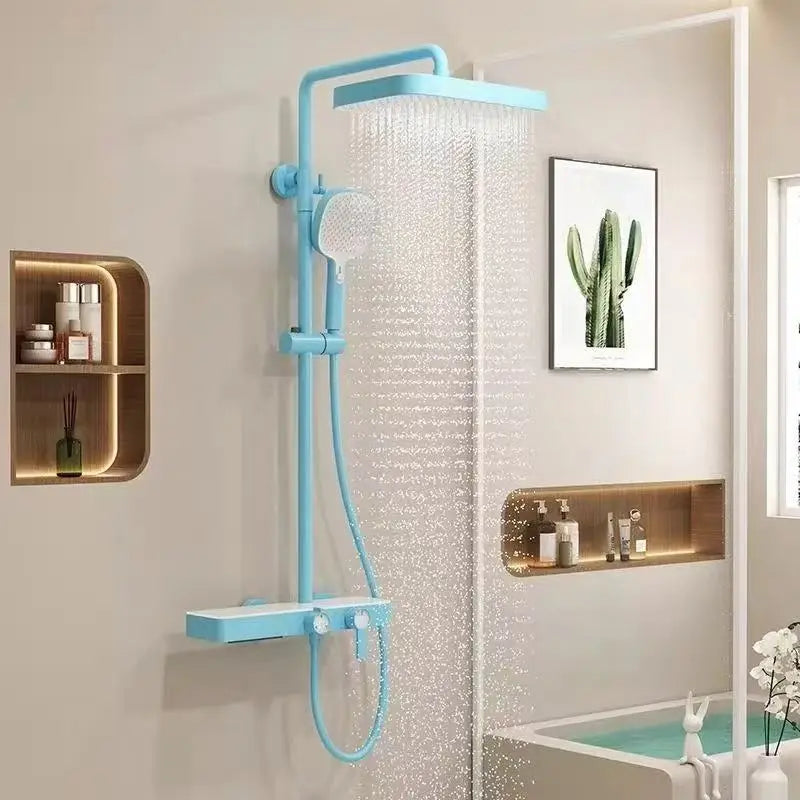 Set de Ducha Termostático Chic – "Lluvia Tropical de Hi'ilawe" 🚿🌸🩵 High-Quality Copper Material