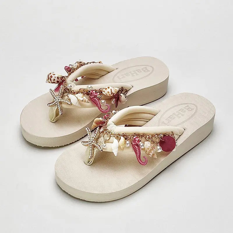 Women's Chanclas Playeras Joya – "Tesoros del Mar de Hi'ilawe" 🩴🦪🐚
