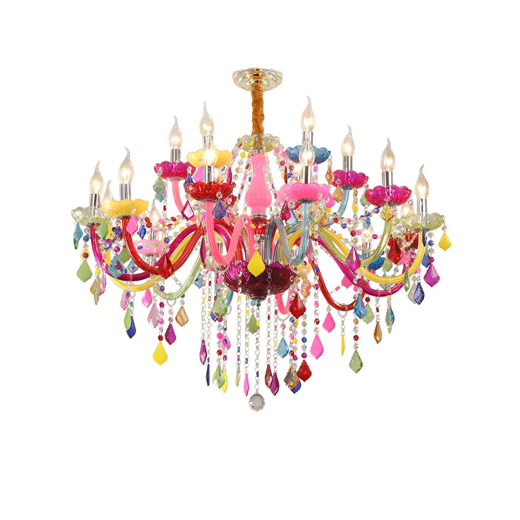 European-style Children's Room Chandelier Girls' Princess Bedroom Light Creative Cartoon-inspired Colored Crystal Lamp 3C