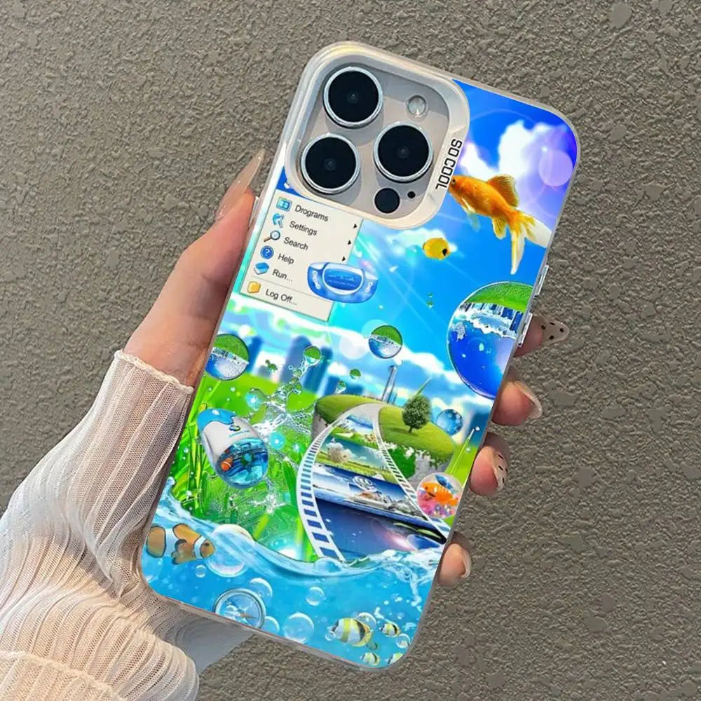 Funda para Móvil Frutiger Aero – "Interfaz Mística de Hi'ilawe" 📱🏞️🐠📟  para iPhone 12 11 13 14 15 16 17 Max Pro Plus X XR XS