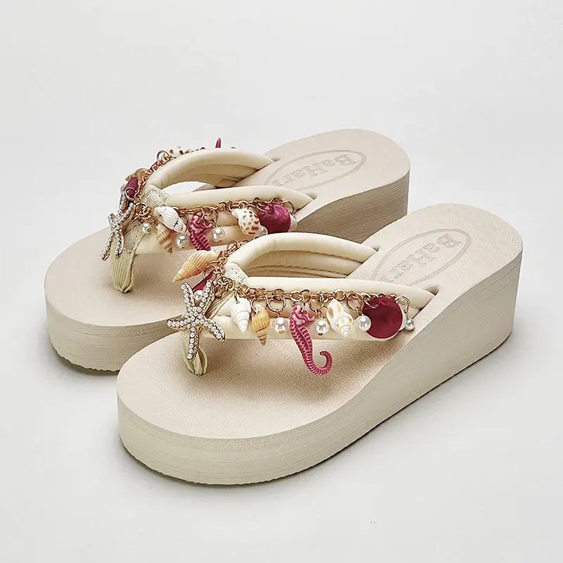 Women's Chanclas Playeras Joya – "Tesoros del Mar de Hi'ilawe" 🩴🦪🐚
