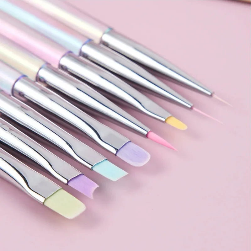 Set de Pinceles de Manicura UV GEL Aurora – "Pinceles de Arte Hi'ilawe" 💅🍋‍🟩💛🐬🍧