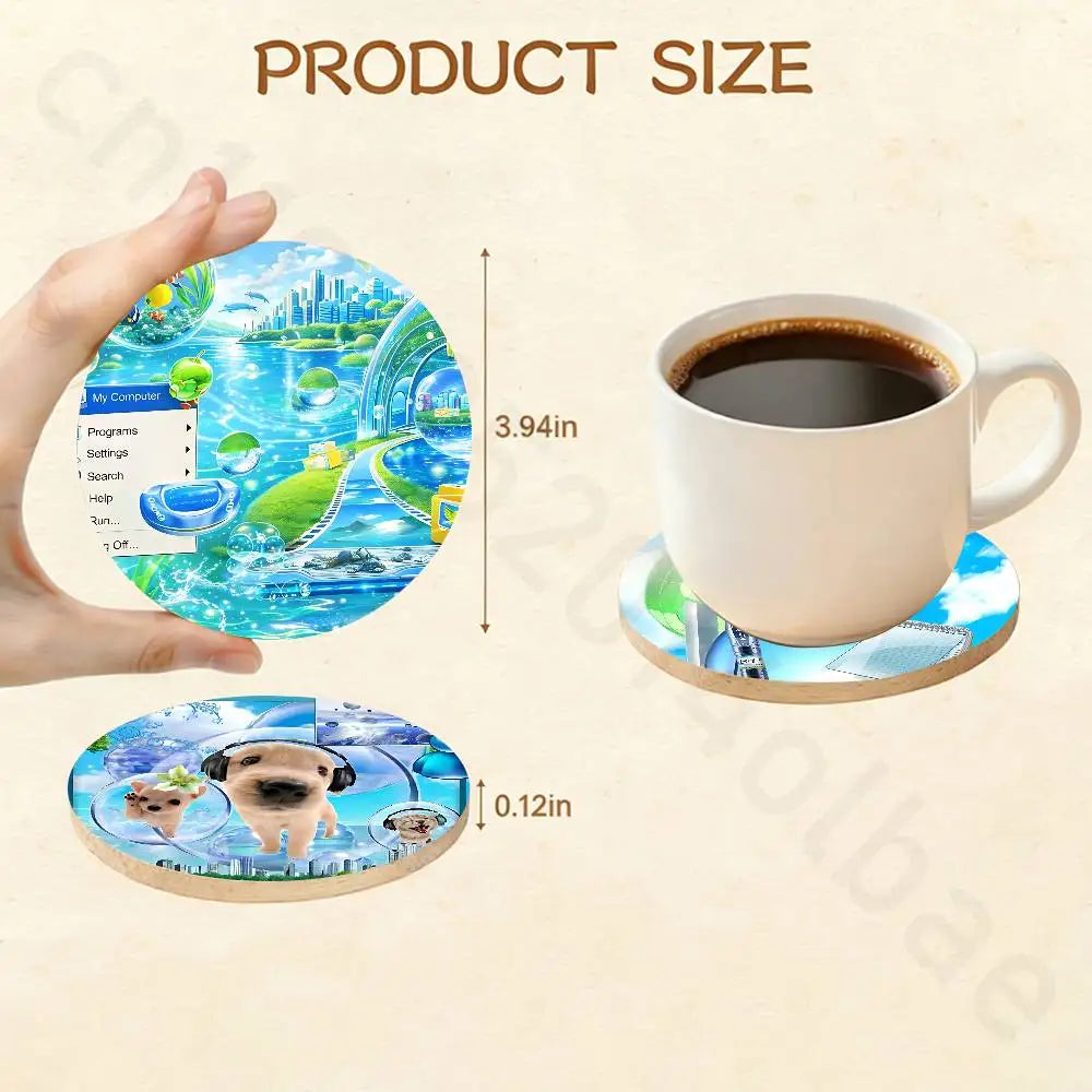Frutiger Aero Aqua Nostalgia Posavasos Frutiger Aero – "Burbujas de Hi'ilawe" 🫧🏞️🐠☕