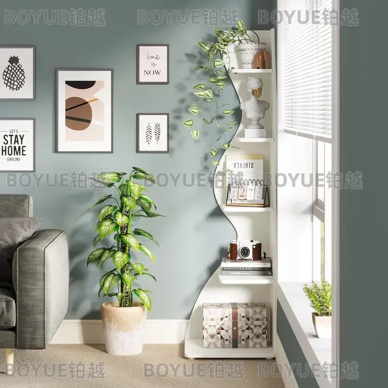 Tribesigns Corner Shelf, Modern 5-Tier Wall Corner Bookshelf, Stylish Corner Small Bookcase Storage Rack Plant Stand
