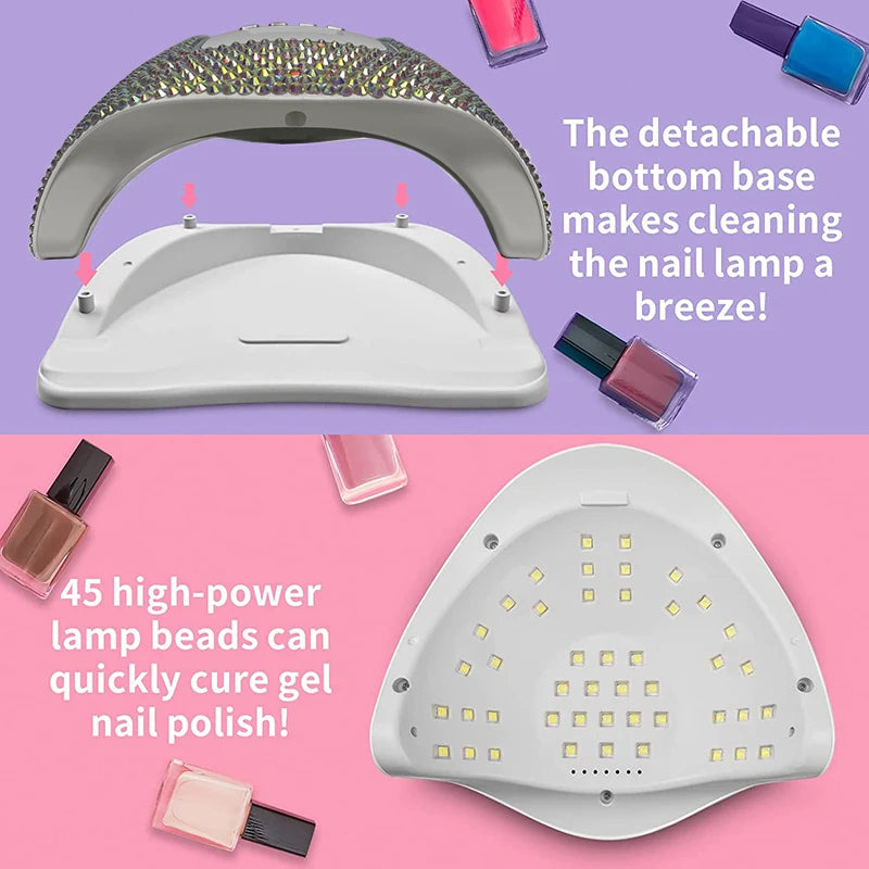 Lámpara UV/LED con Incrustaciones de Cristal – "Destello de joyas Hi'ilawe" 💎✨💖45 Led