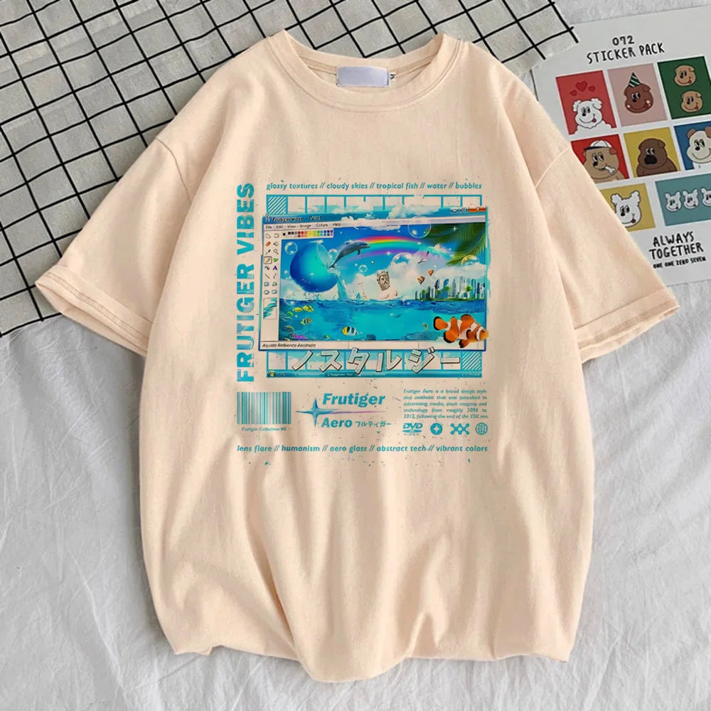 Camiseta Oversize Frutiger Aero Aqua – "nostalgia en Hi'ilawe" 🐠🏞️🫧
