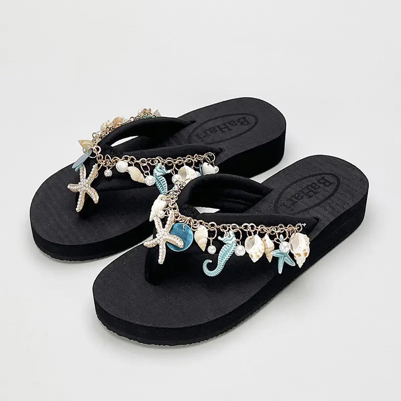 Women's Chanclas Playeras Joya – "Tesoros del Mar de Hi'ilawe" 🩴🦪🐚