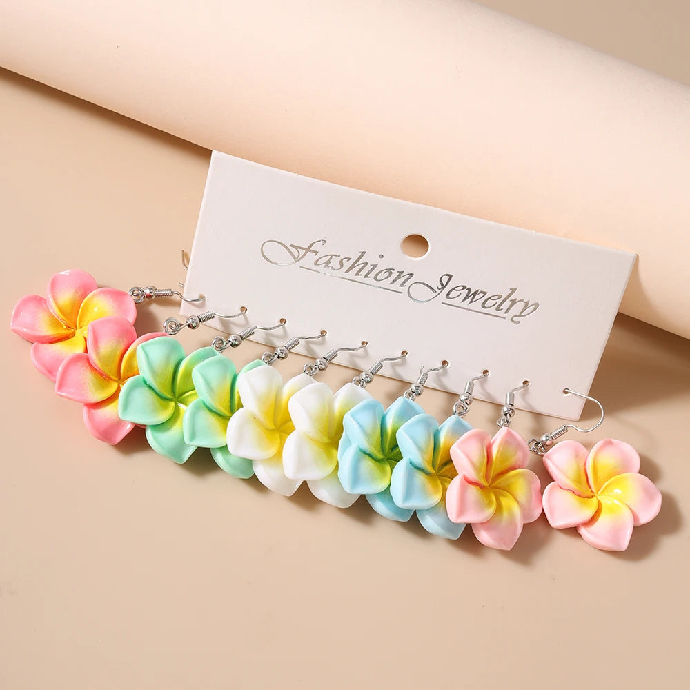 5 pares/Pendientes "Jardín de la Cascada" – Set Tropical Hi'ilawe 🌺🌿🍍🍋‍🟩