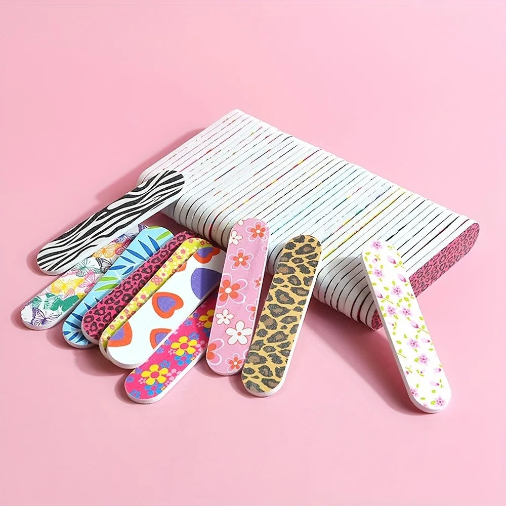 5/10/25Pcs Set de Limas de Uñas Tropicales – "Manicura Tropical Hi'ilawe" 💅🌺🏝️🐠🦓🐆