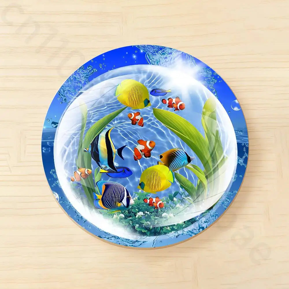 Frutiger Aero Aqua Nostalgia Posavasos Frutiger Aero – "Burbujas de Hi'ilawe" 🫧🏞️🐠☕
