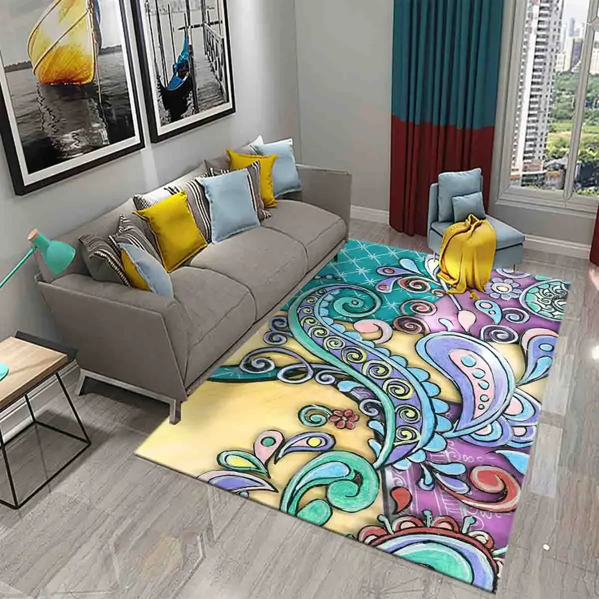 Paisley Flower Tree of Life Indian Culture Rugs for Living Room Bedroom Door Mats Decor Carpets Bathroom Kitchen Non Slip Rugs