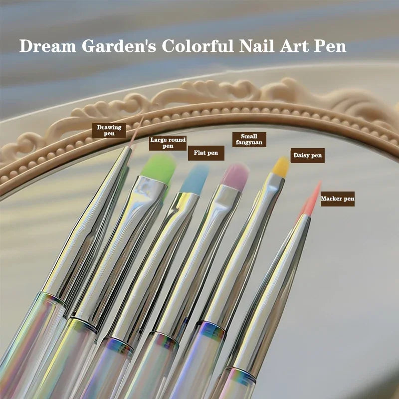 Set de Pinceles de Manicura UV GEL Aurora – "Pinceles de Arte Hi'ilawe" 💅🍋‍🟩💛🐬🍧