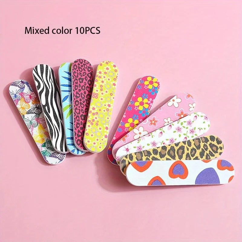 5/10/25Pcs Set de Limas de Uñas Tropicales – "Manicura Tropical Hi'ilawe" 💅🌺🏝️🐠🦓🐆