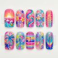 Rainbow Tropical Nails 🌈🐢💅